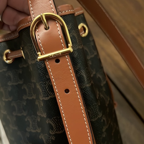 Celine small drawstring bag in triomphe canvas and calfskin - Picture 6 of 6